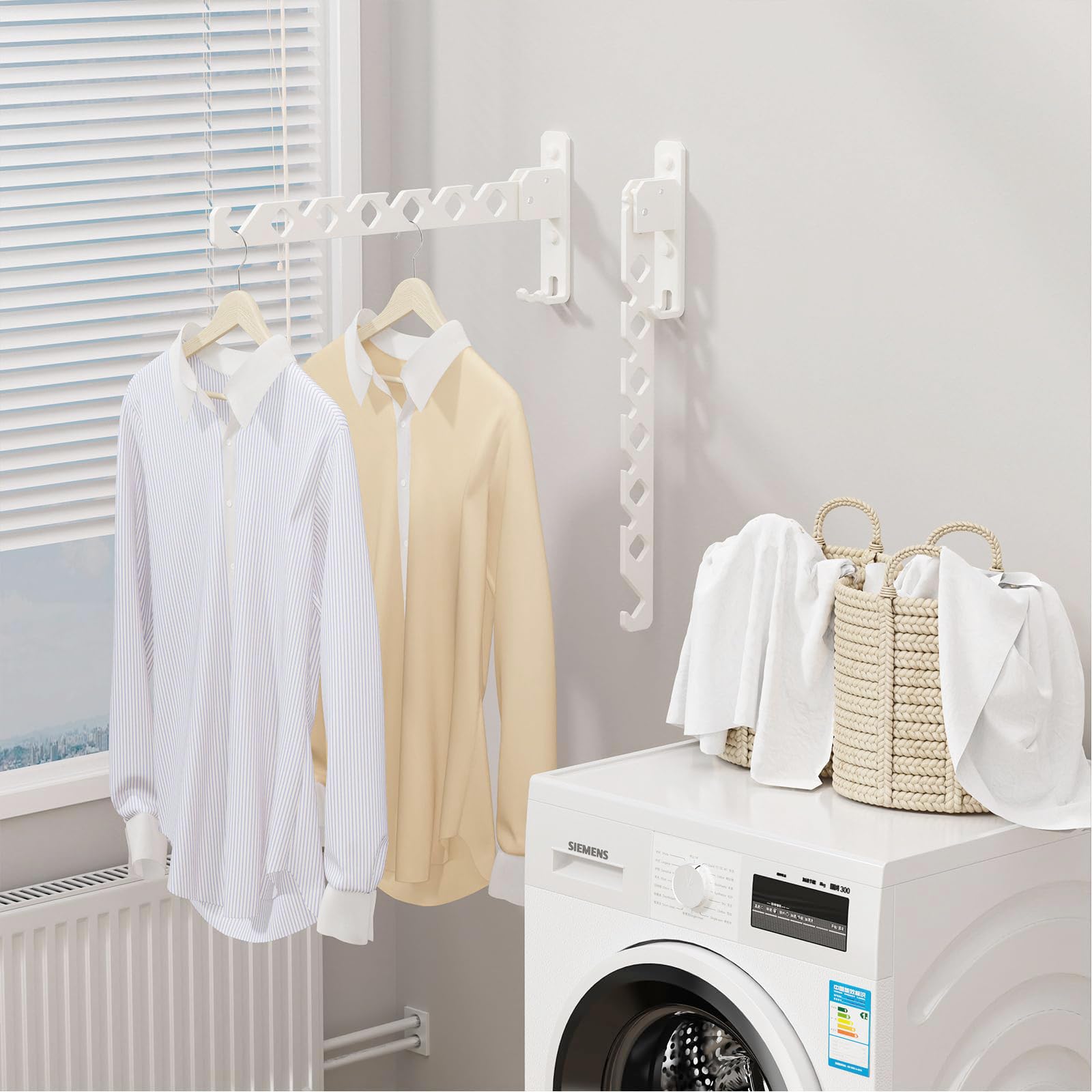 Dancrul Wall Mounted Clothes Drying Rack | Folding Aluminum Hanger