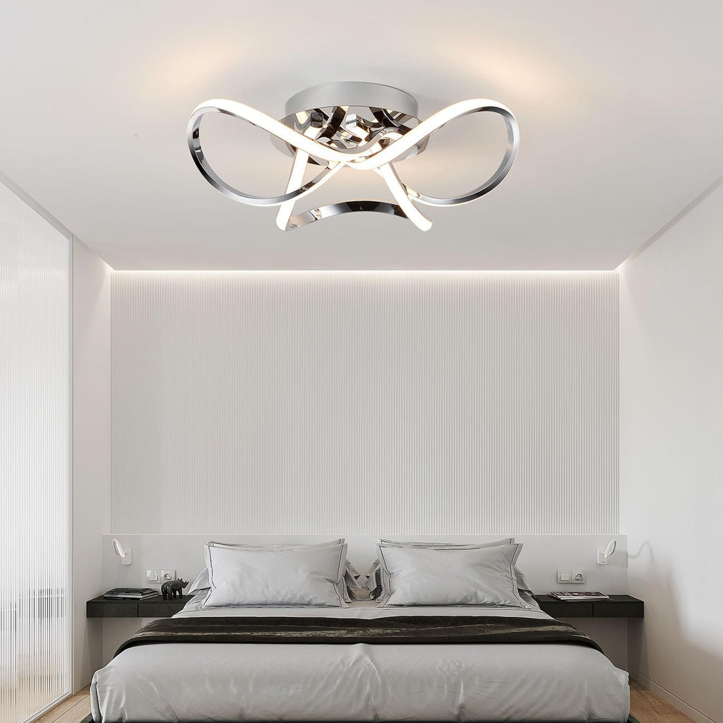 Aurolite AL1015D LED Chrome Semi Flush Ceiling Light | Dimmable Swirl