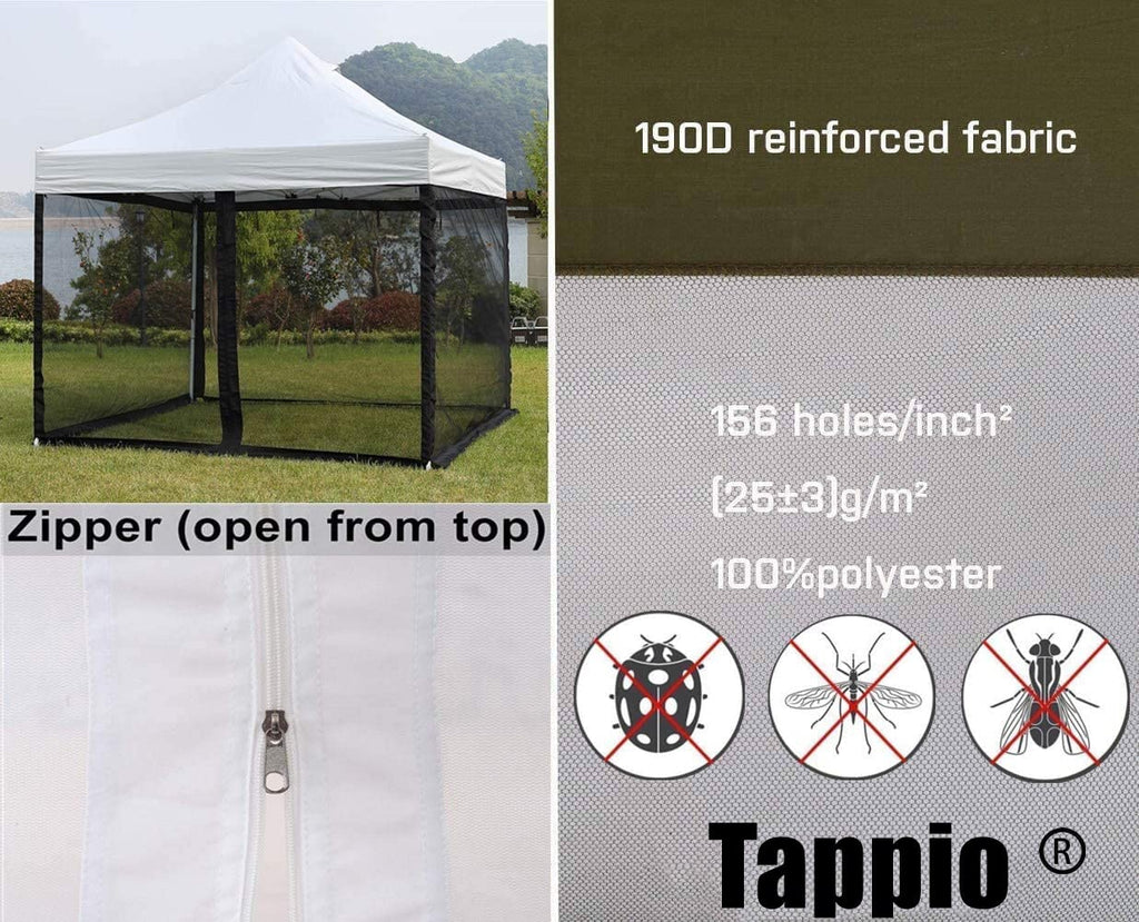 PCAFRS Mosquito Net for 10x10 Gazebo – Zippered Mesh Canopy Screen Wall