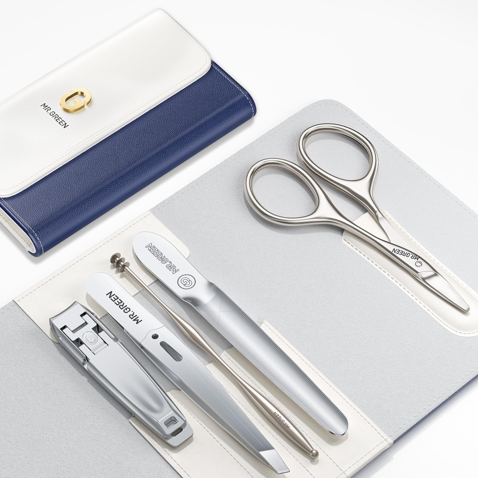 MR.GREEN Manicure Set – Stainless Steel Nail Care Kit with Leather Case