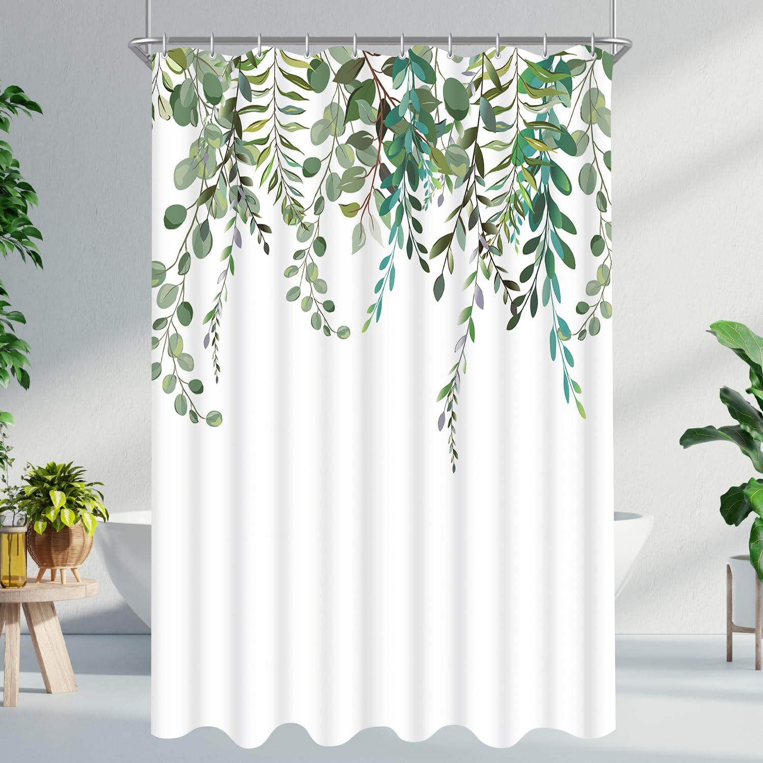 Lerores Green Leaves Shower Curtain | Anti-Mould Polyester – 120x200cm
