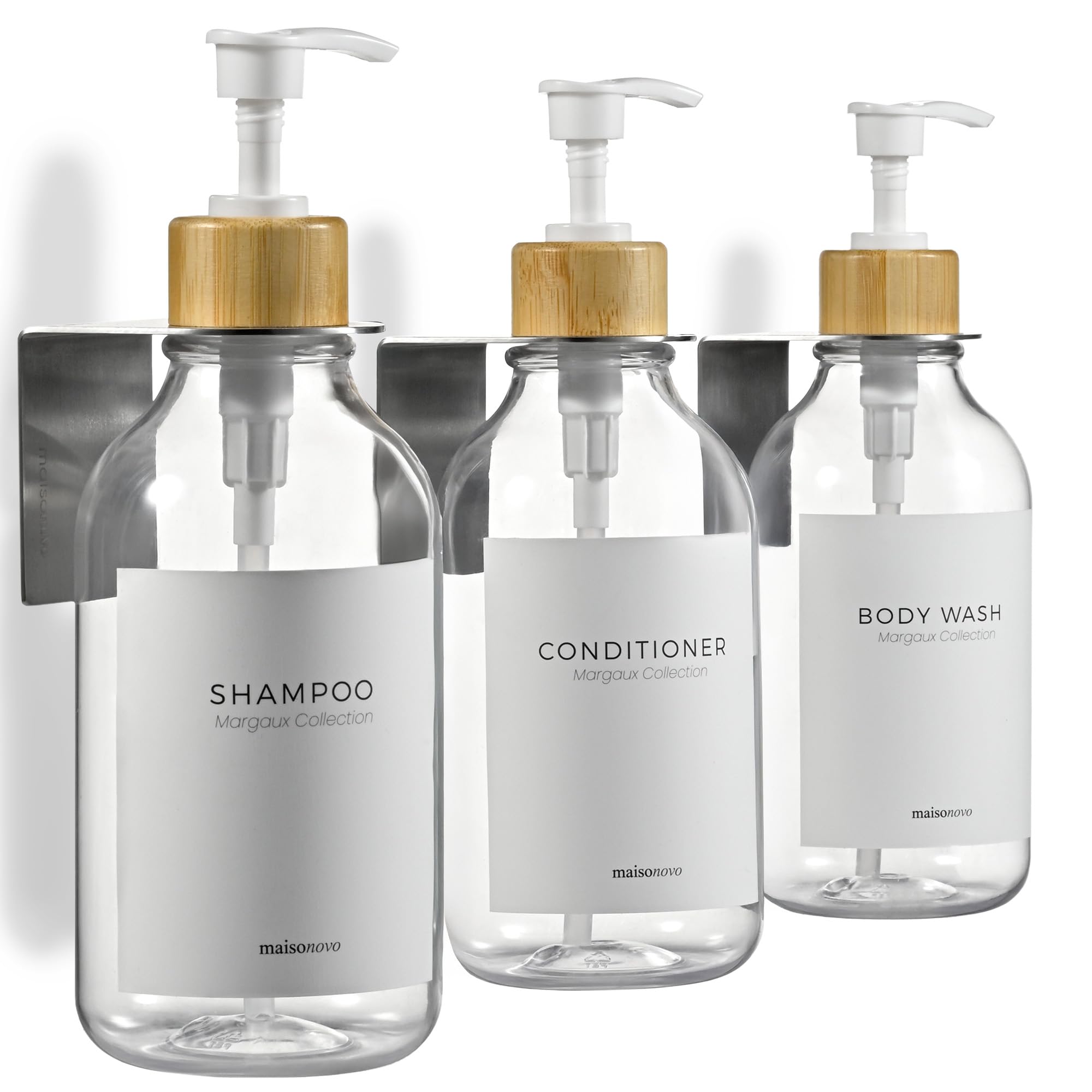 MaisoNovo Wall Mounted Shampoo and Conditioner Dispenser Set - 3 Pack