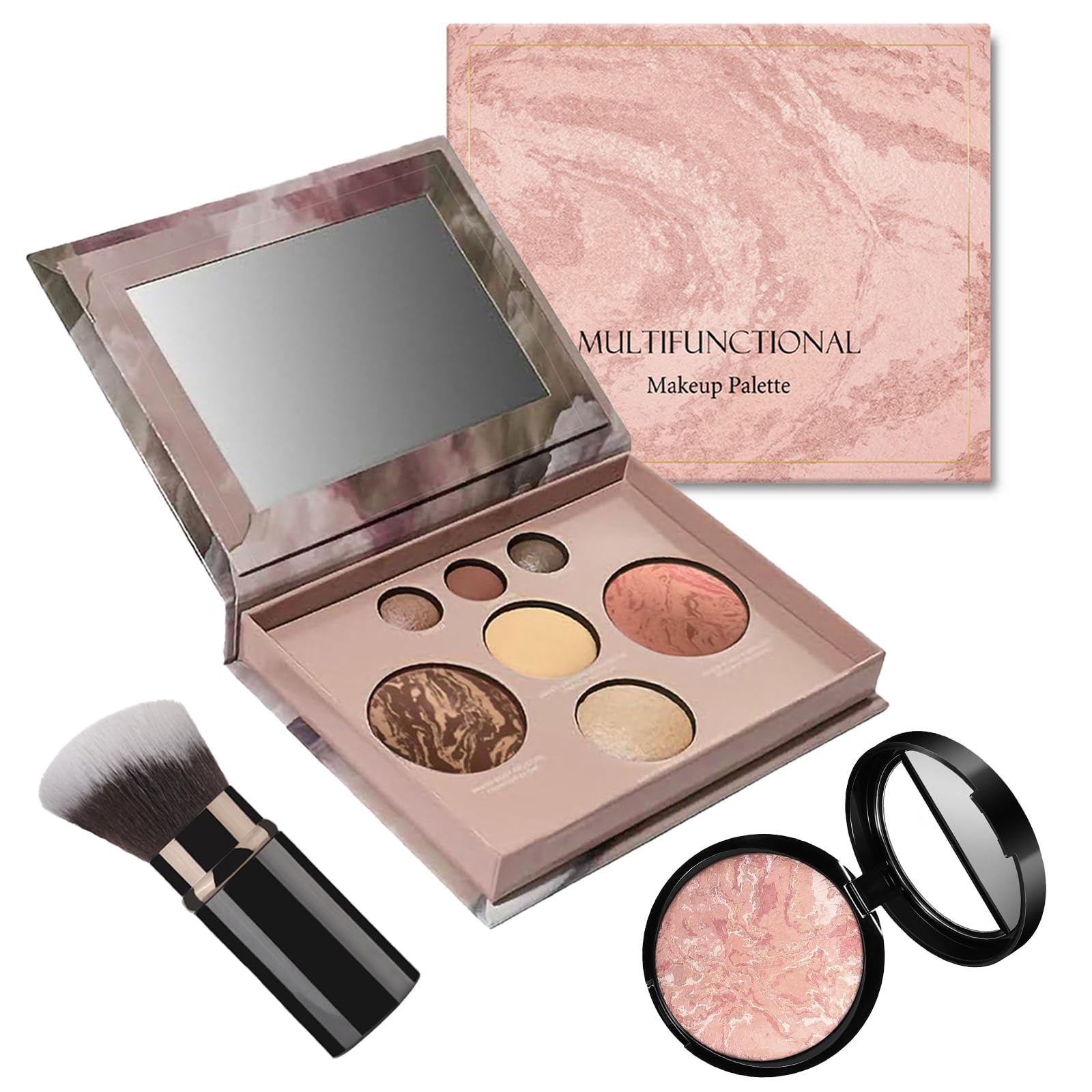 3-Piece Baked Makeup Set – Full Face Palette with Brush