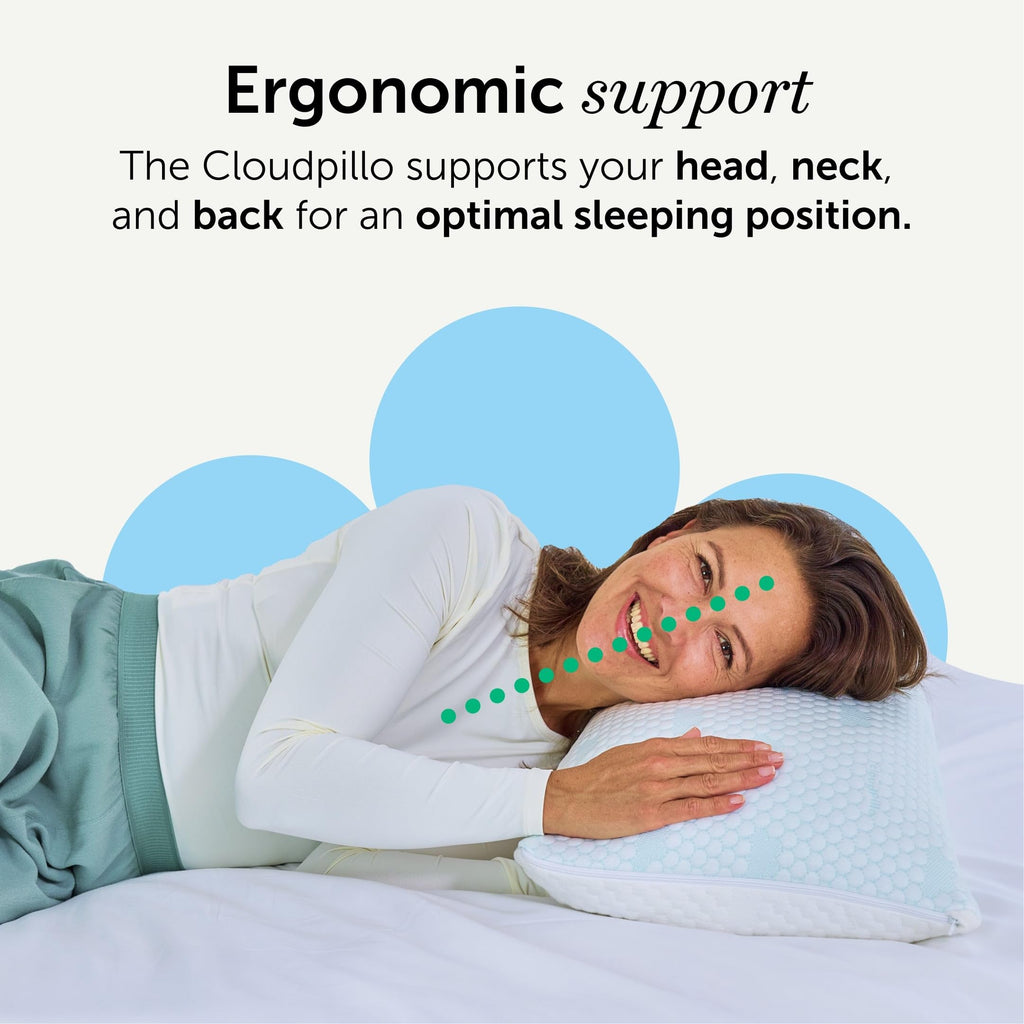 Cloudpillo Memory Foam Pillow – Cooling Ergonomic Neck Pain Relief Headrest