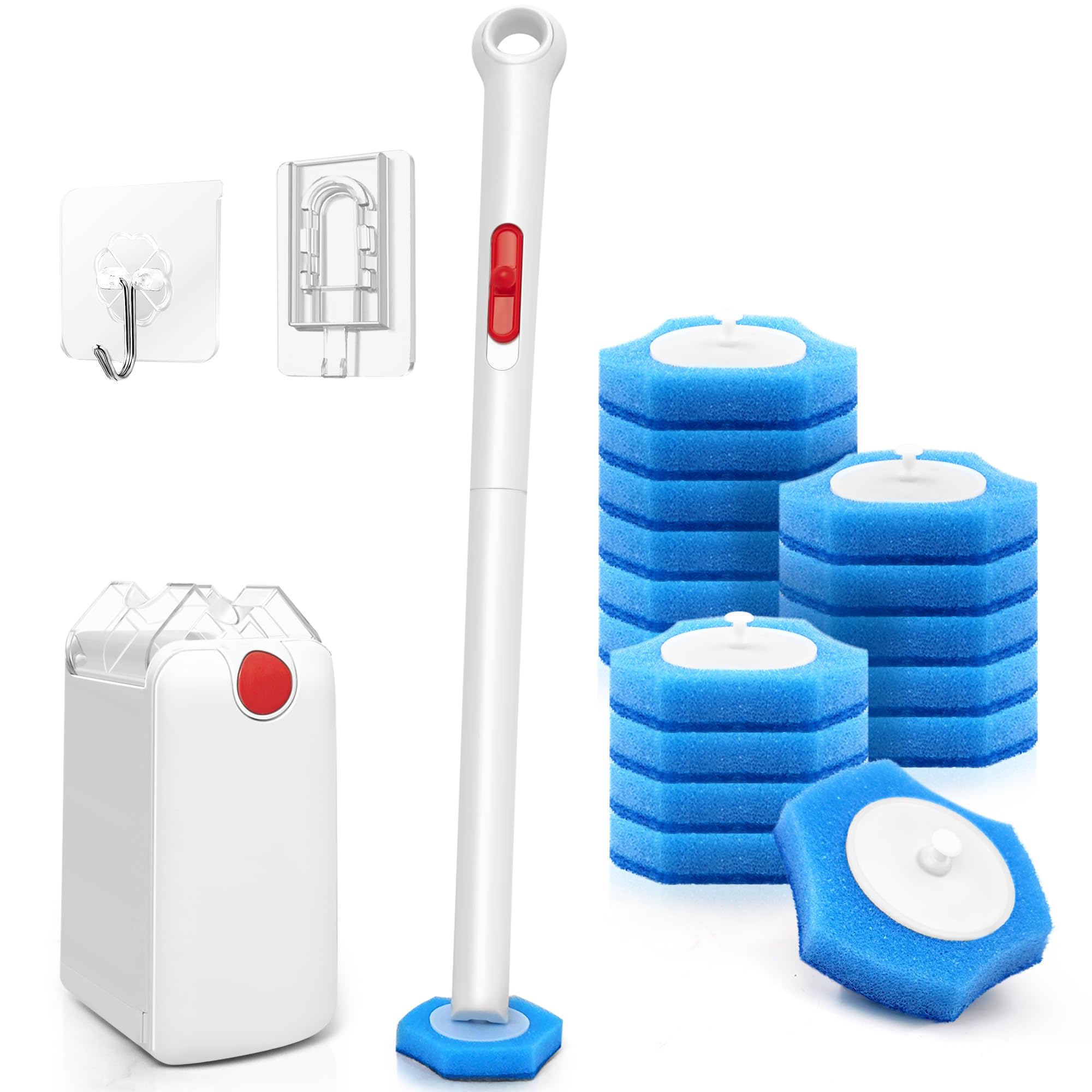 JEHONN Disposable Toilet Brush and Holder Set | Wall Mounted with 16 Refills
