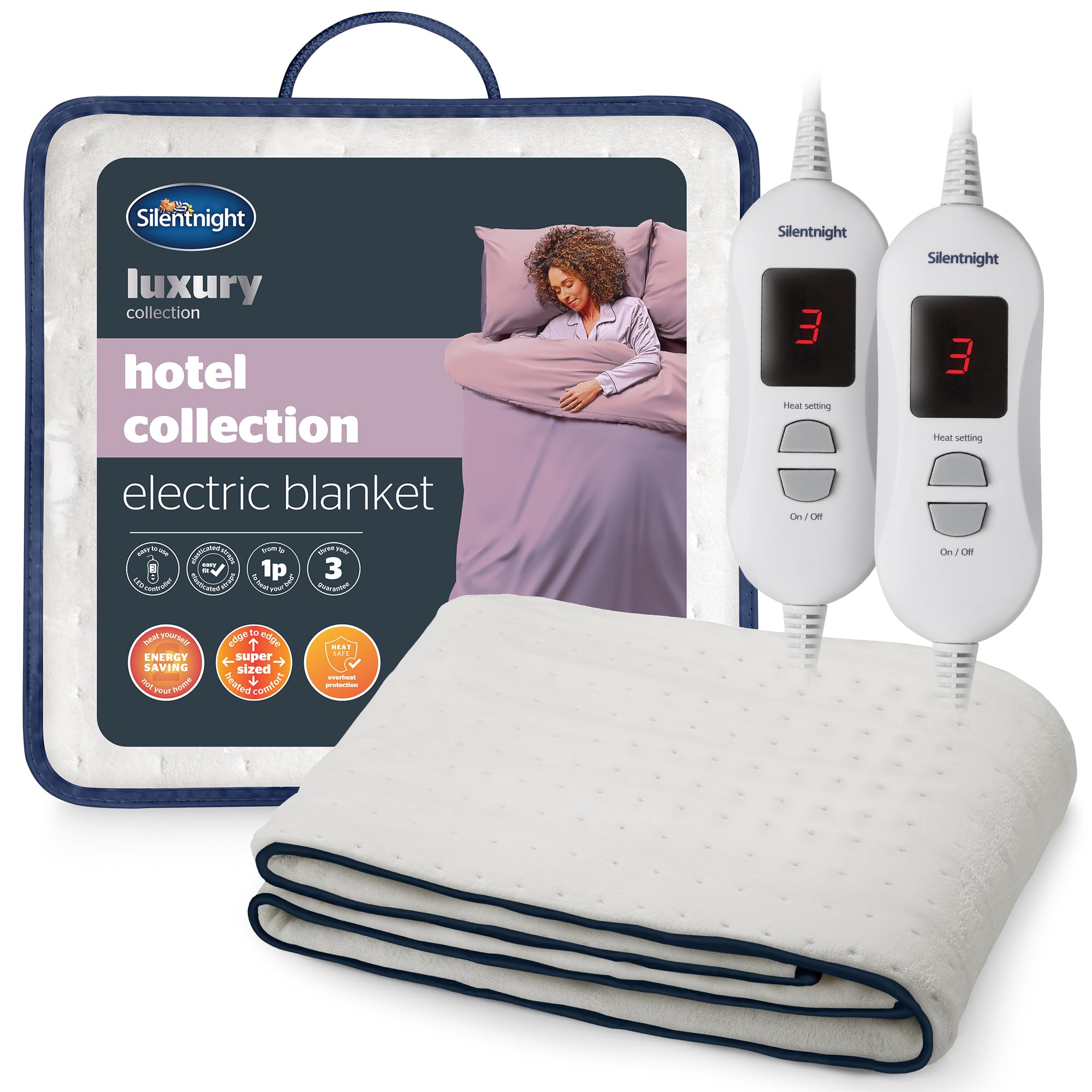Silentnight Hotel Collection Double Electric Blanket | Soft Fleece Mattress Cover
