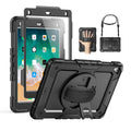 SEYMAC iPad 9.7 Shockproof Case with 360 Stand & Strap - Black