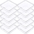 Prmape Pack of 10 Storage Boxes with Lid, Large, 10.5 x 10.5 x 1.8 cm, Rectangular Empty Mini Storage Box
