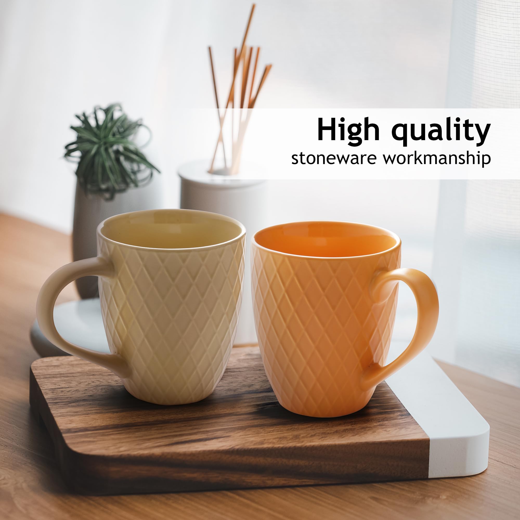 MIAMIO 6-Piece 400ml Ceramic Coffee Mug Set - Matte Red Stoneware