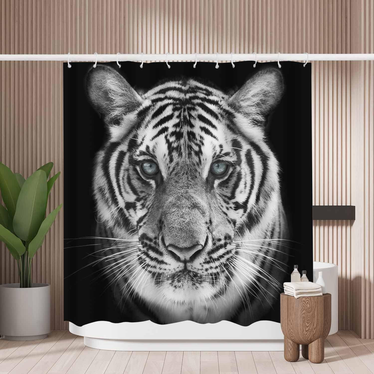 Woutay Black Tiger Shower Curtain | Mold Resistant Waterproof Polyester