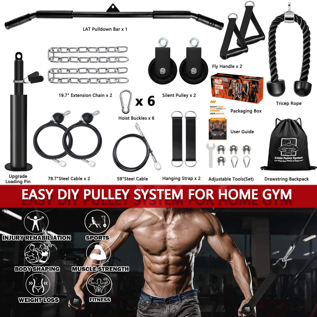 Favuit Cable Pulley System – Home Gym LAT Pull Down Machine Attachment