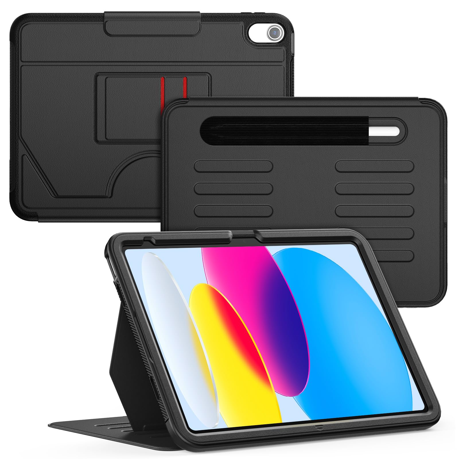 KAIJIAbox iPad Case for 11th/10th Gen - Shockproof Magnetic Stand - Black