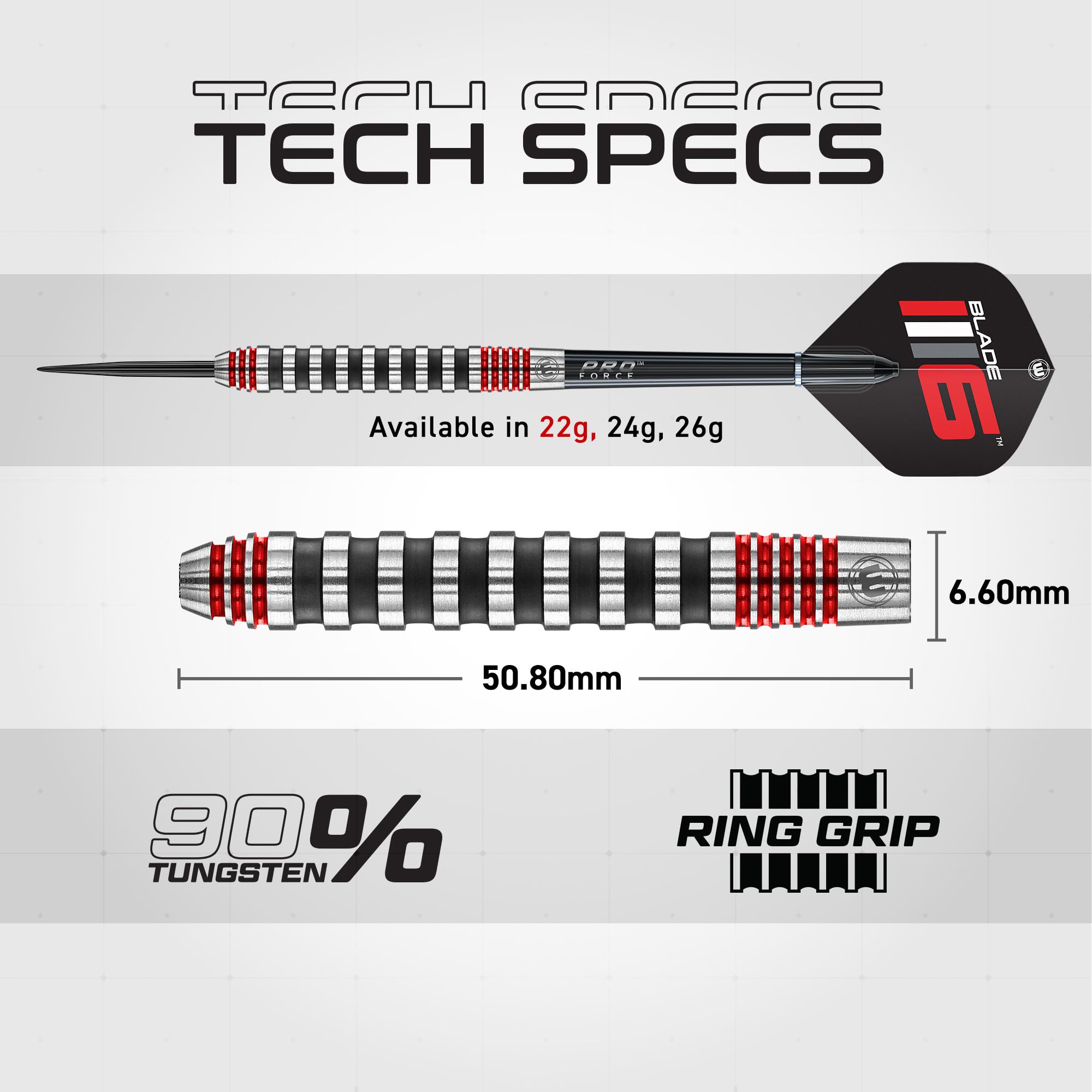 Winmau Advance 500 Series 90% Tungsten Steeltip Darts Set - Red 22g