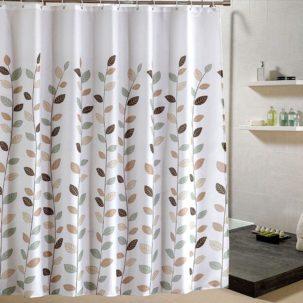 mefound Leaf Print Shower Curtain – Waterproof Mildew Resistant Polyester