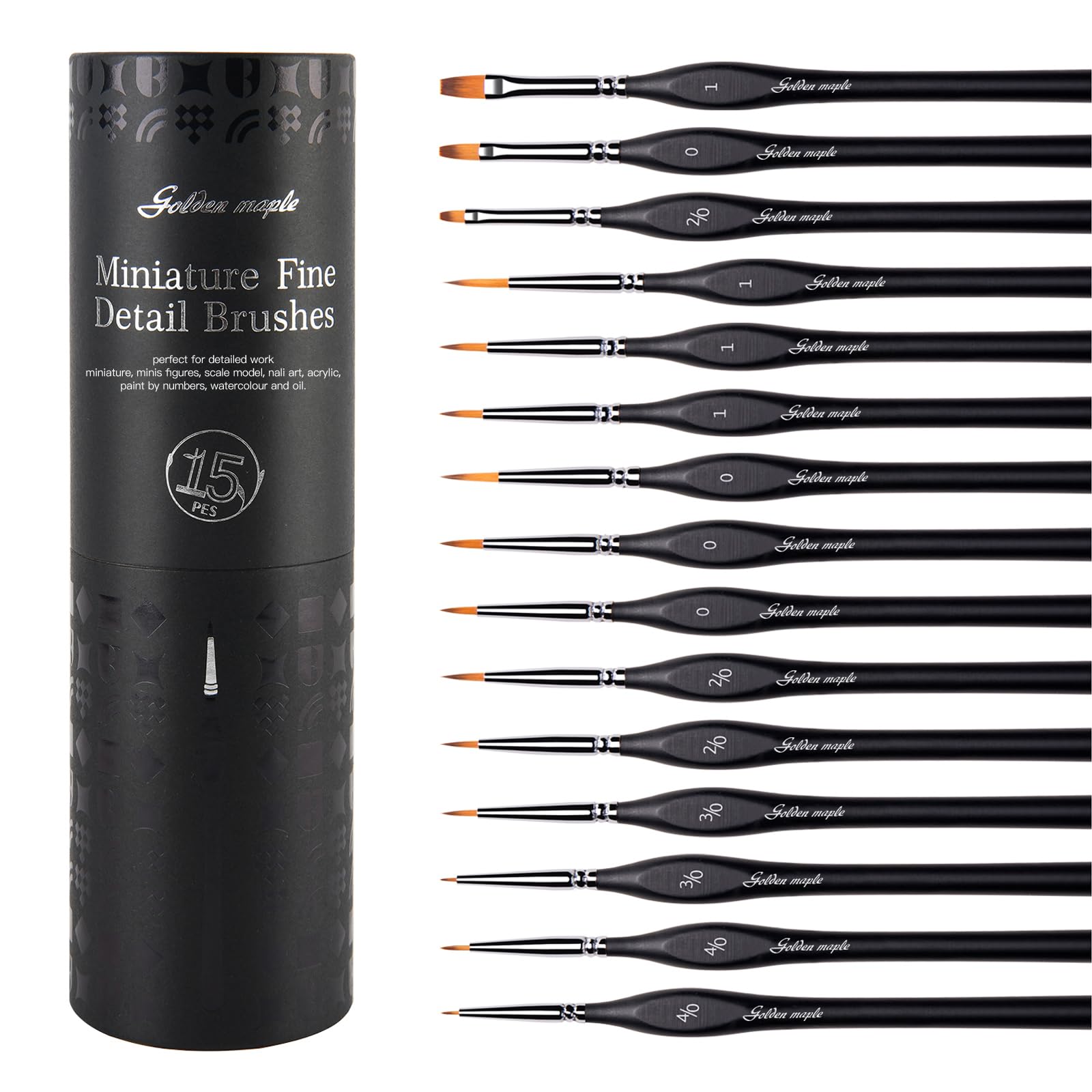 Golden Maple Miniature Detail Paint Brush Set - 15PC for Models & Acrylics