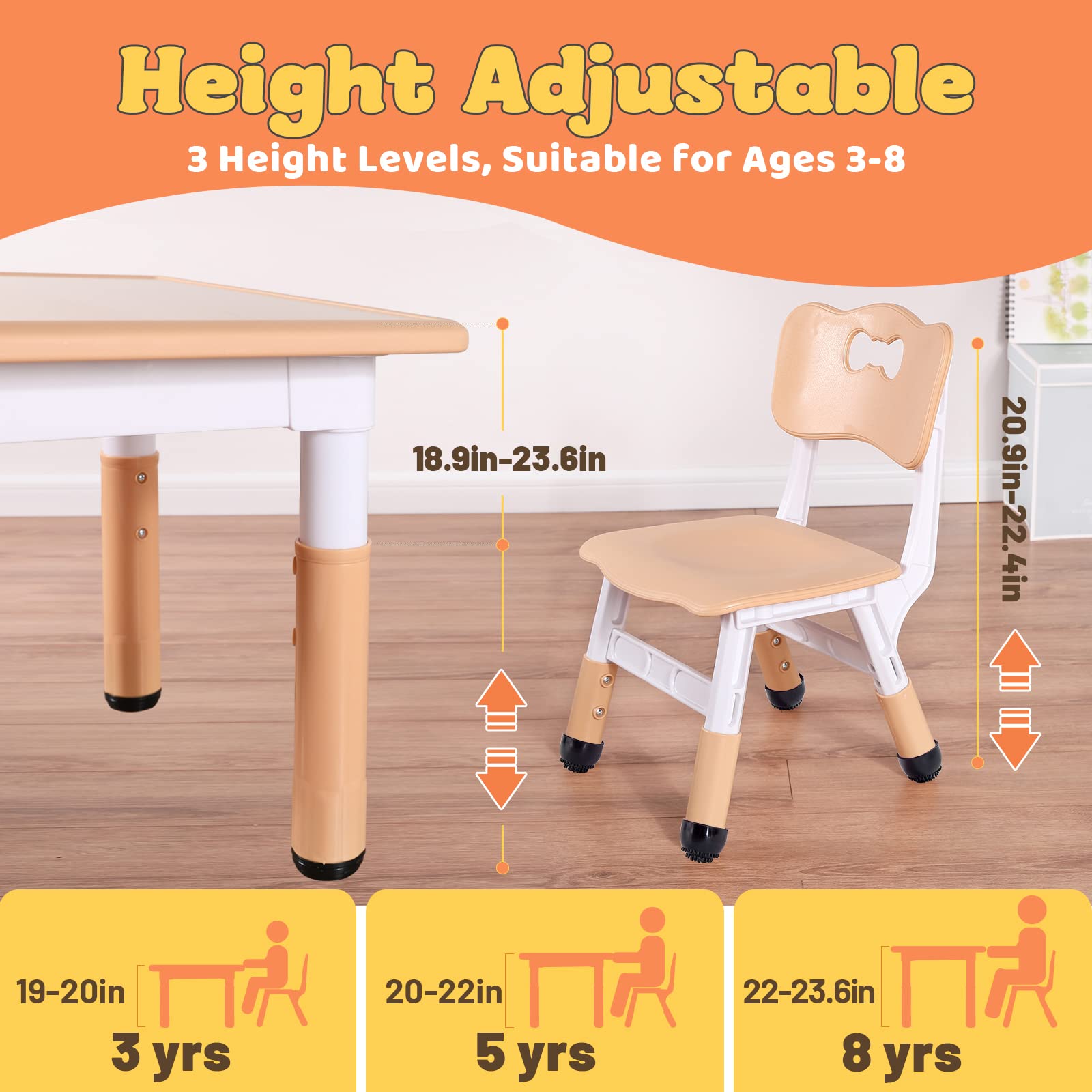 FUNLIO Kids Table and Chair Set | Height Adjustable Toddler Arts & Crafts