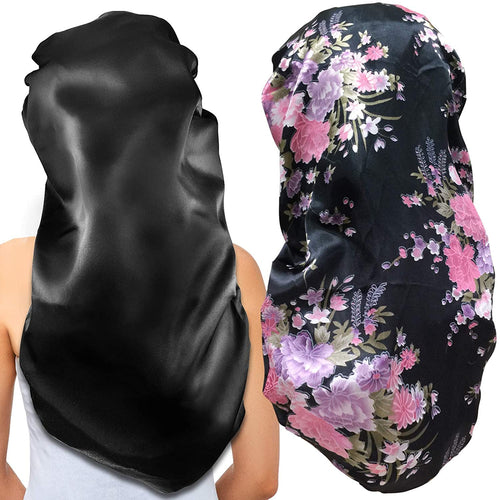Jolof Store 2-Pack Extra Large Satin Bonnets for Long Hair and Braids