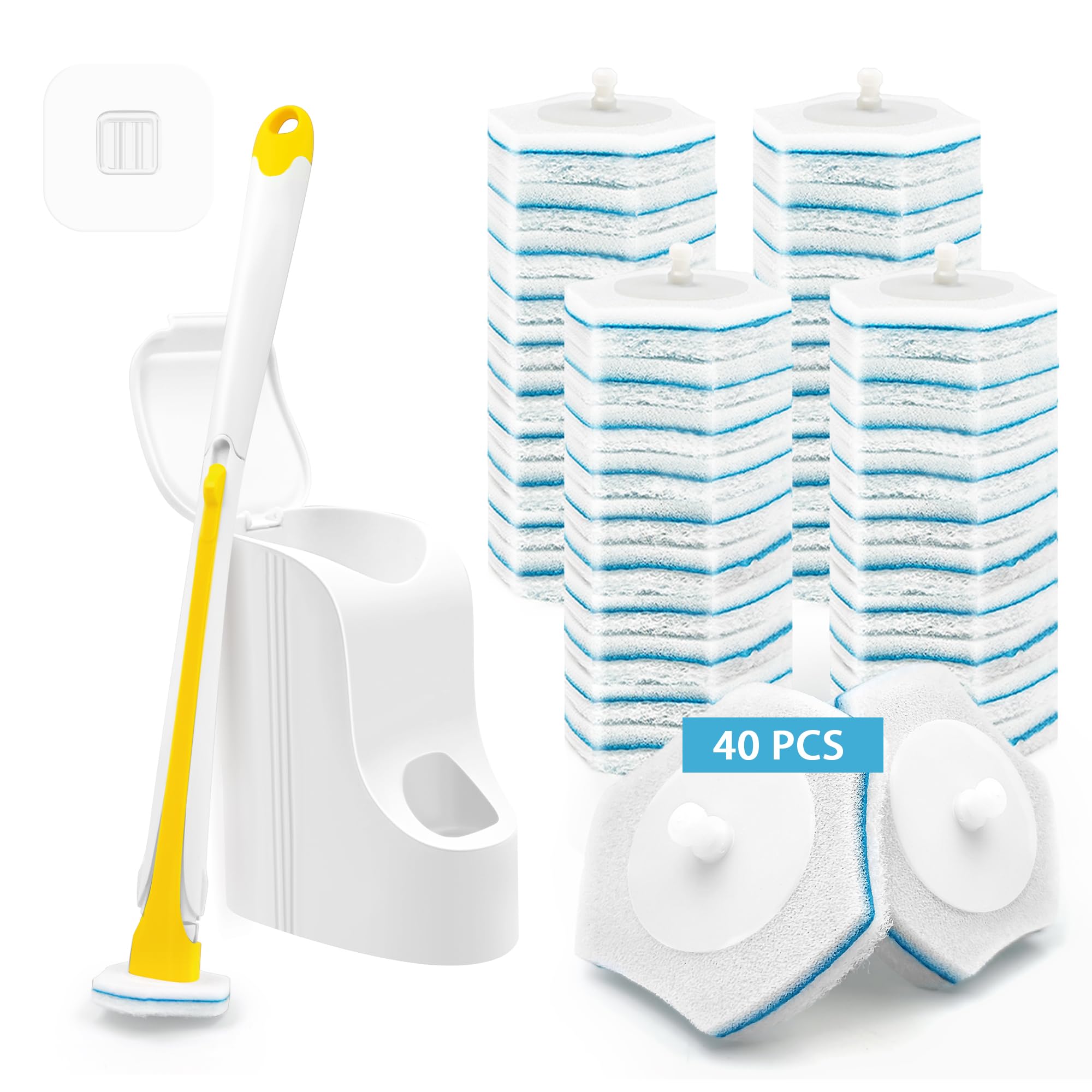 JEHONN Disposable Toilet Cleaning System | 40 Brush Refills & Wand Kit