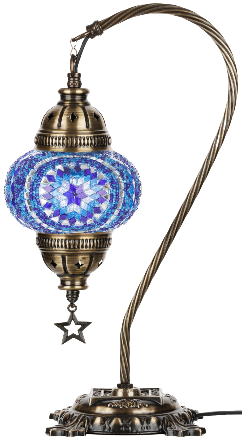 DEMMEX Turkish Moroccan Mosaic Table Lamp | Handcrafted Glass & Brass