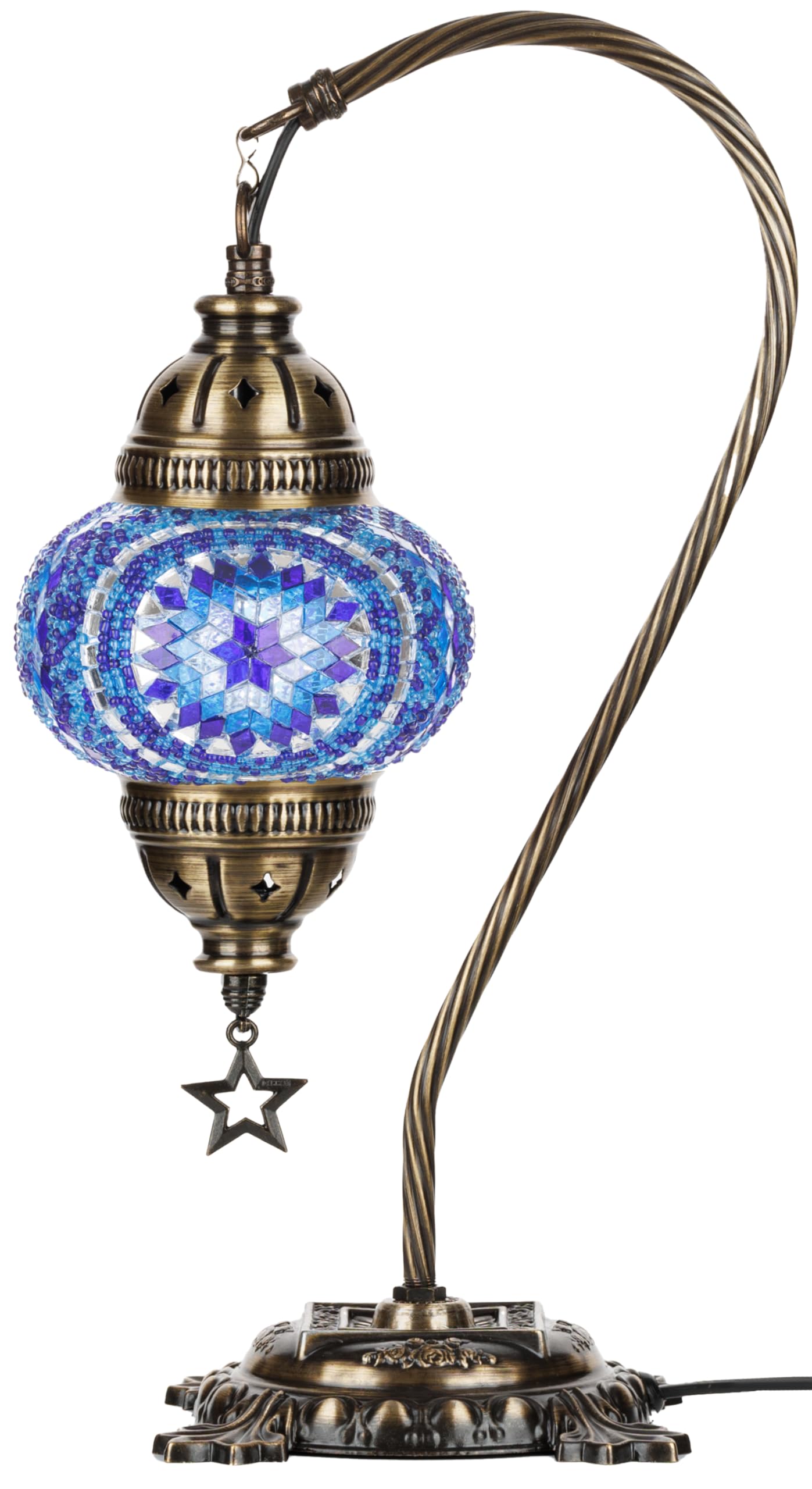 DEMMEX Turkish Moroccan Mosaic Table Lamp | Handcrafted Glass & Brass