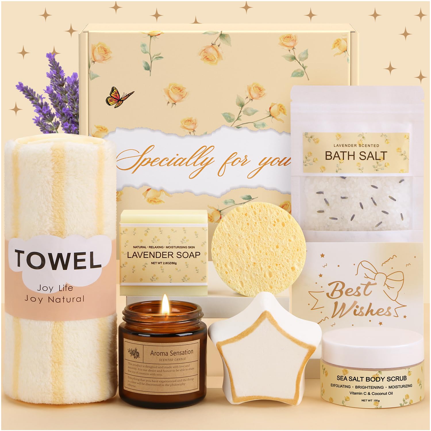 Lavender Spa Gift Set – 9pc Self Care Package for Women