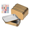 sourcing map 4Pcs Metal Tin Box Container, 3.7x2.4x0.9 Rectangular Empty Box with Self Adhesive Colored Stickers - image 1