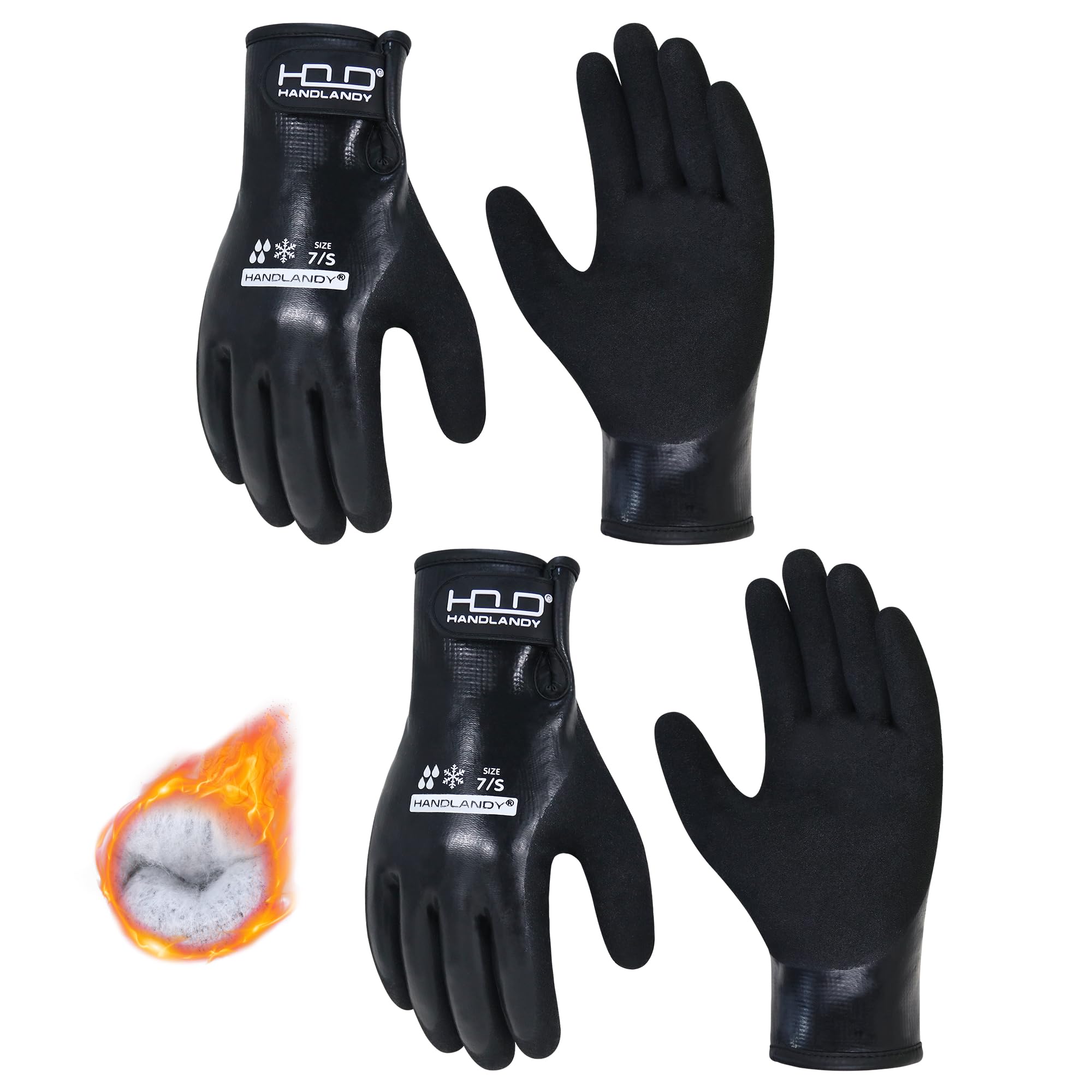 HLDD Waterproof Thermal Work Gloves – 2 Pairs Winter Freezer Grip Gloves