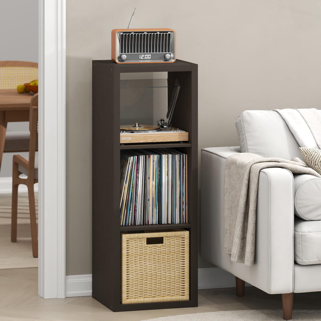 Furinno CUBICLE Record Player Stand with Vinyl Storage, 3-Cube 1.2 Extra Thick Vinyl Record Storage - image 1