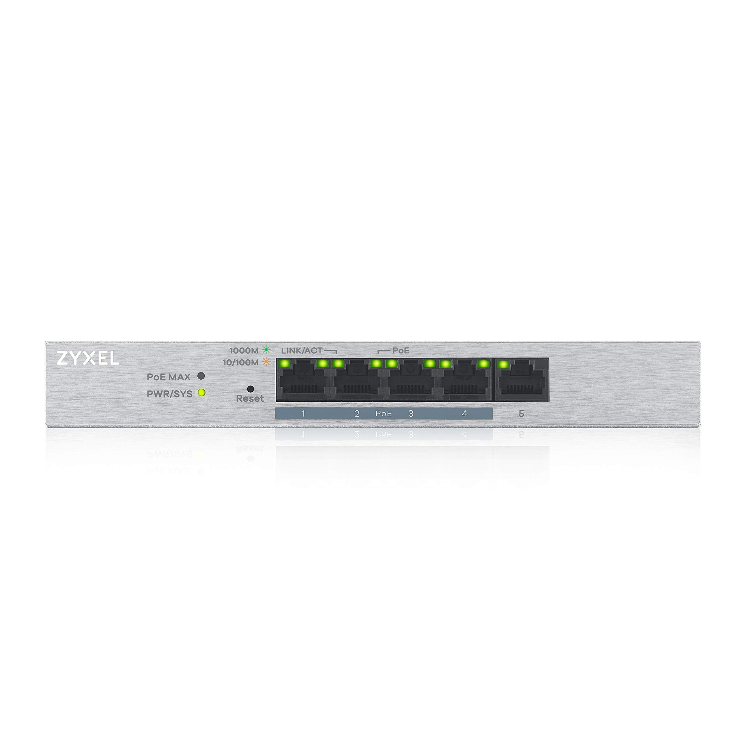 Zyxel GS1200-5HPv2 5-Port Gigabit Web Managed PoE+ Switch (60W)