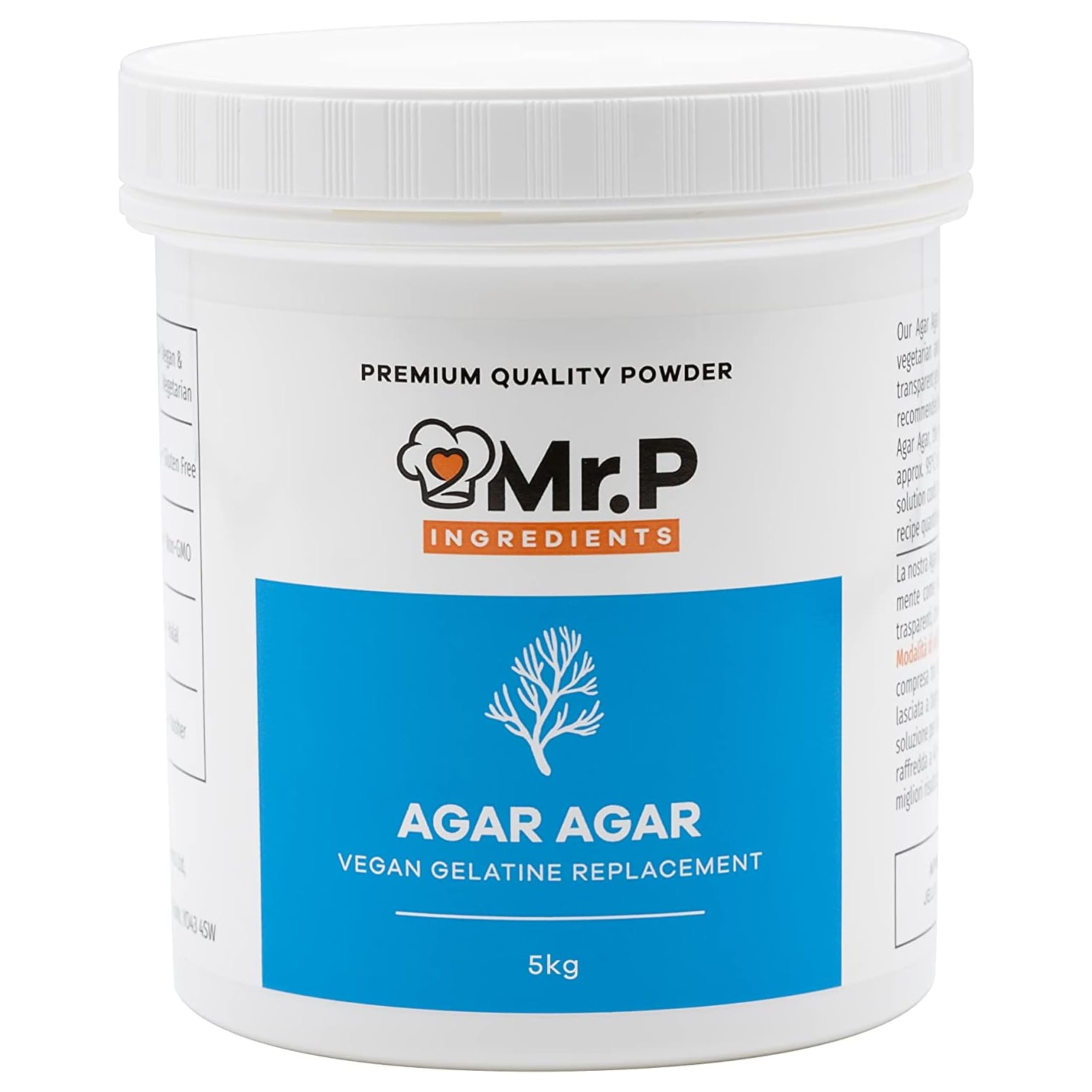 Mr.P Ingredients Agar Agar Powder 5kg – Vegan Gelatine Replacement