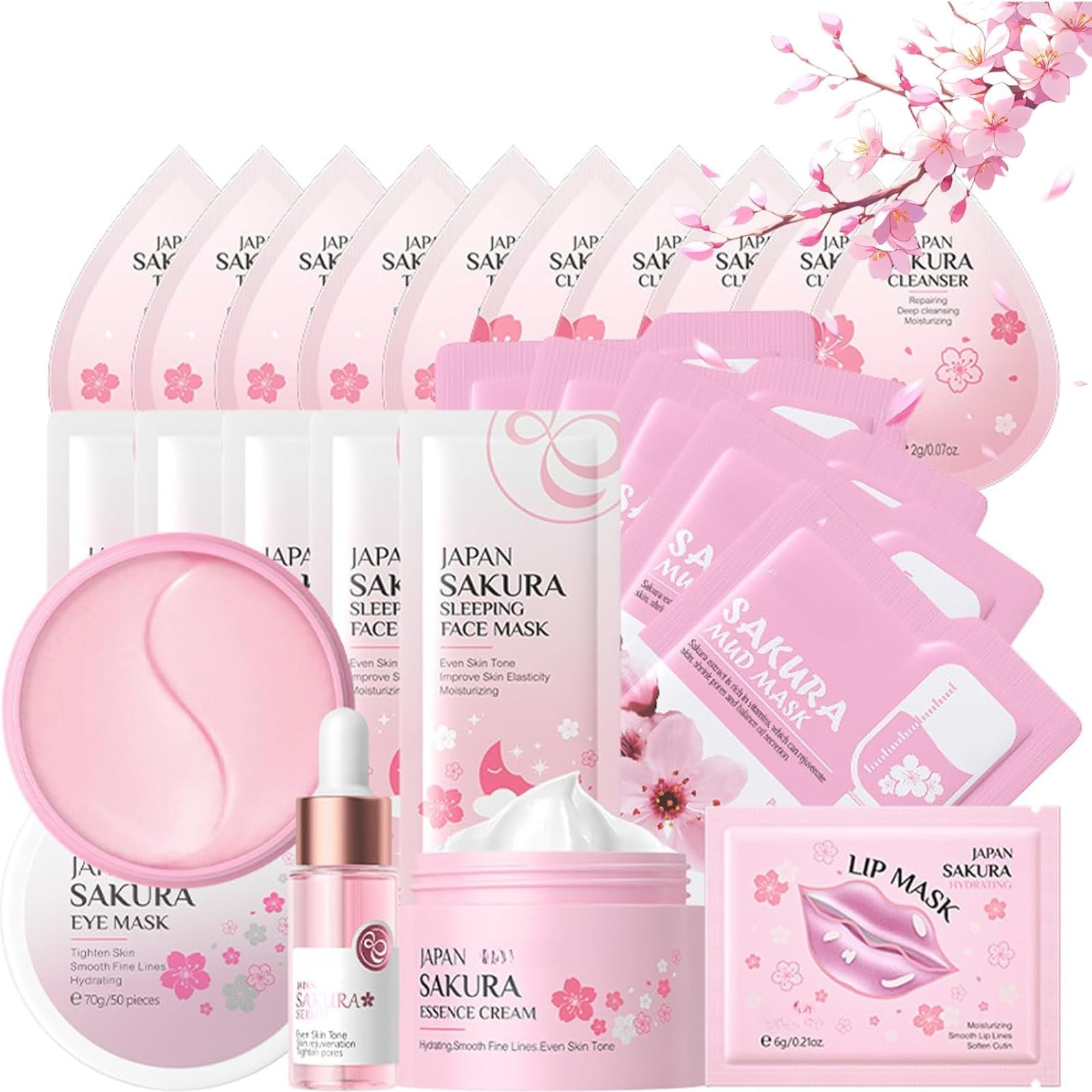 Sakura Skin Care Set - 24PC Anti-Aging Facial Kit for Teen Girls