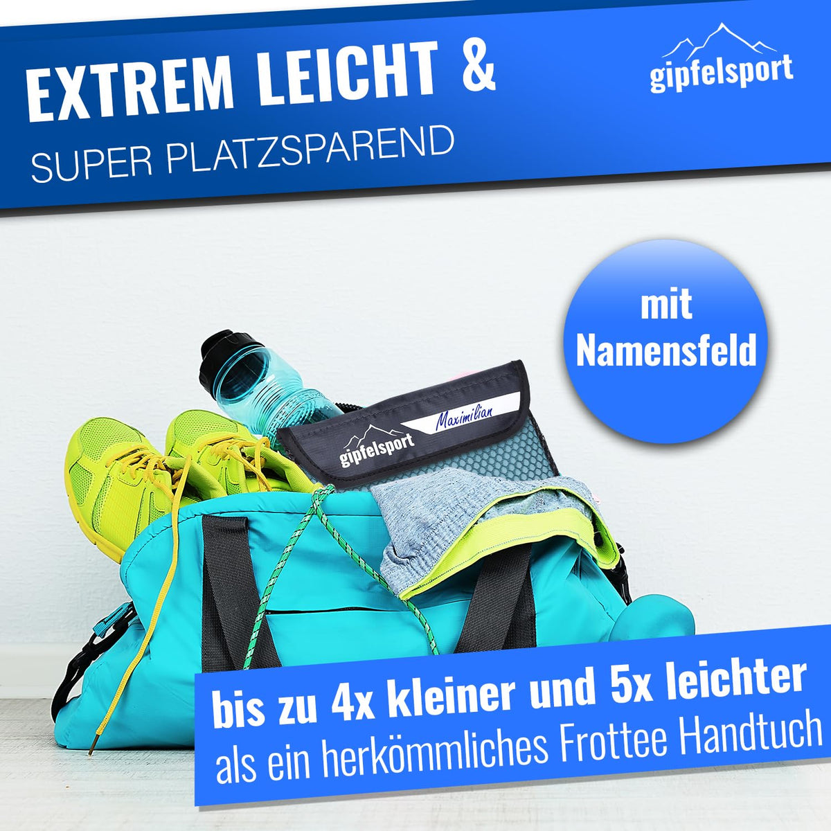 gipfelsport Microfibre Towel 1x M110x50cm Light blue