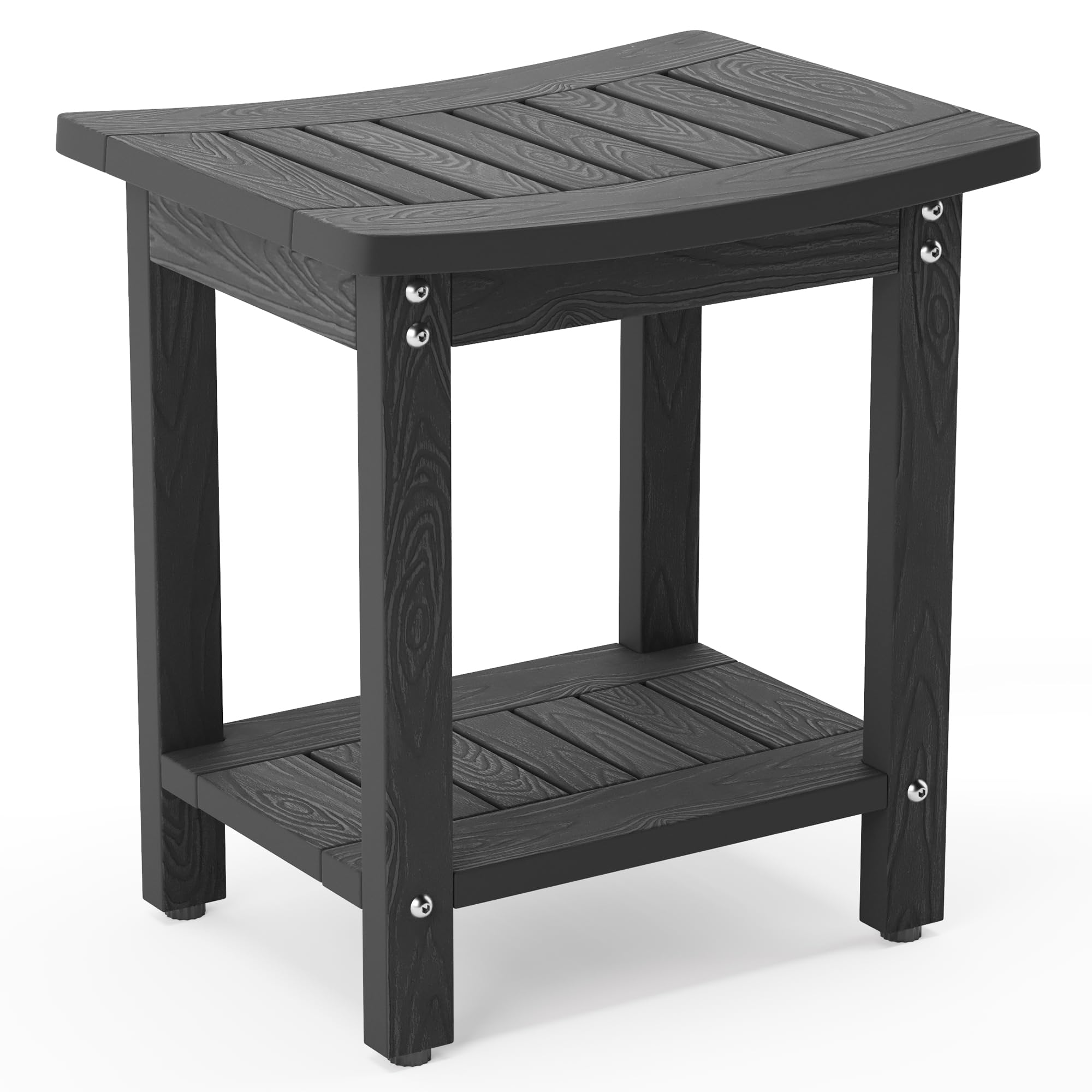 LUE BONA HDPS Shower Stool – Waterproof Non-Slip Spa Bench, Black