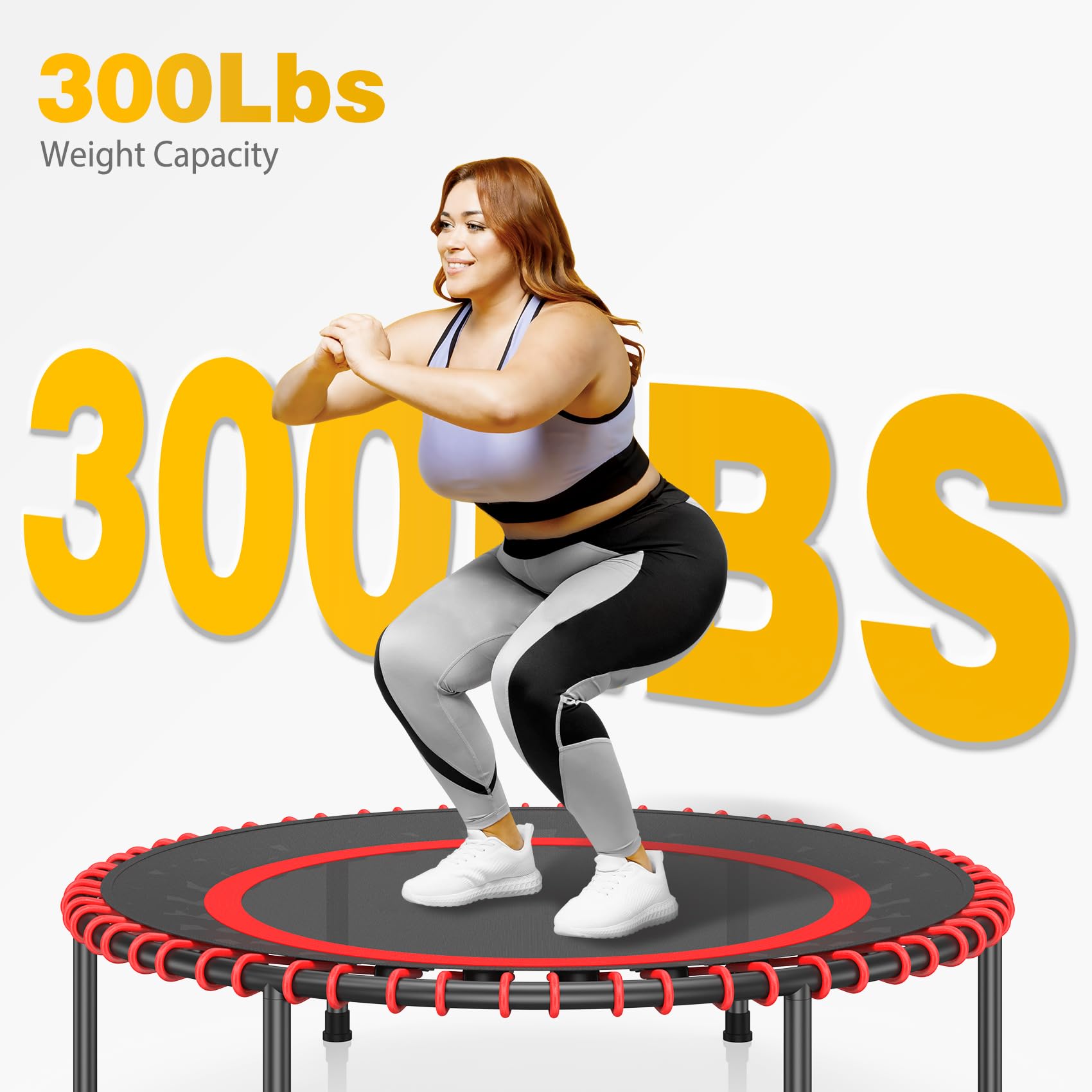 COWISH 40" Mini Fitness Trampoline | 300lb Capacity Rebounder for Adults