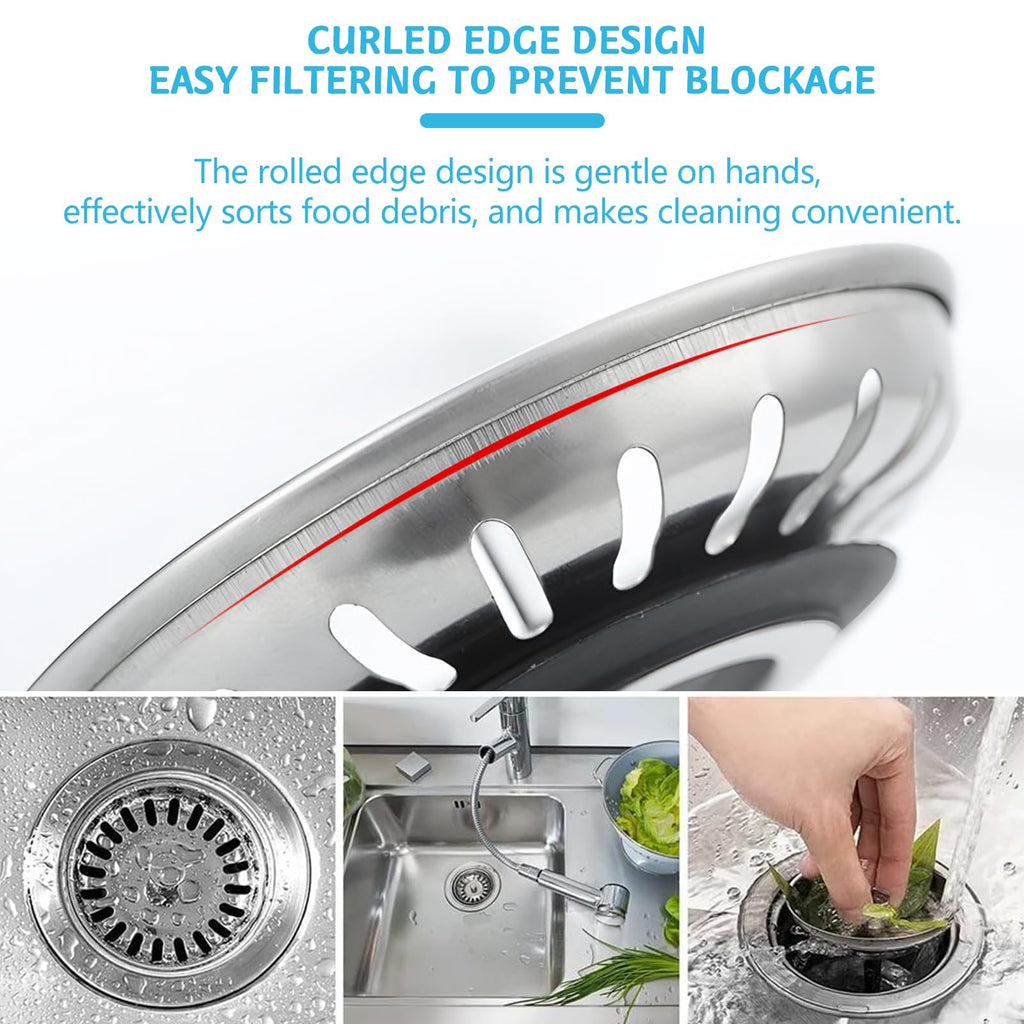 2 Pack Kitchen Sink Strainer, Stainless Steel Sink Plug Replacement, Sink Drain Stopper 3.15 Inch, Hole Diameter 80mm - image 5