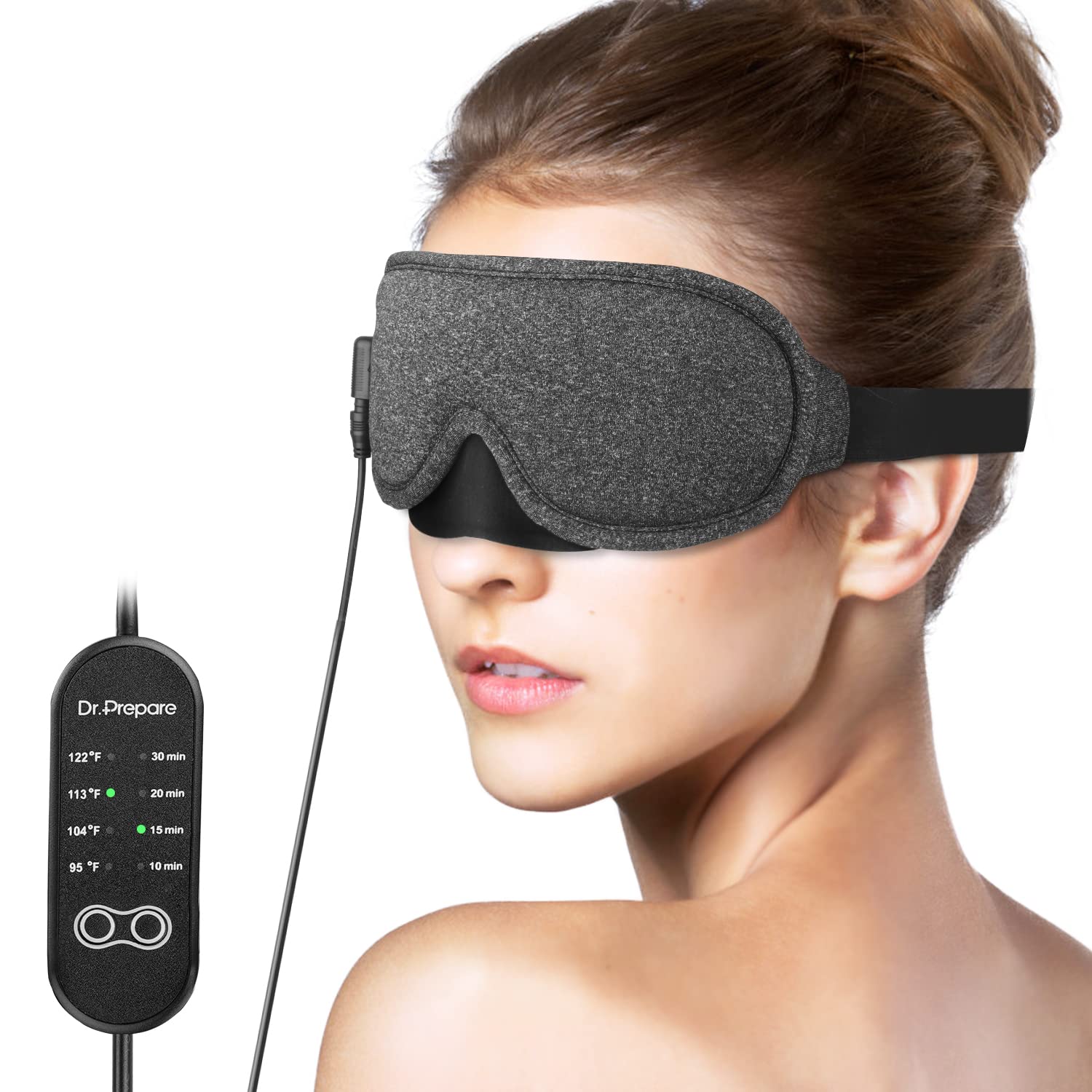 DR.PREPARE Heated Eye Mask – USB Cotton Heating Pad for Dry Eyes & Sleep