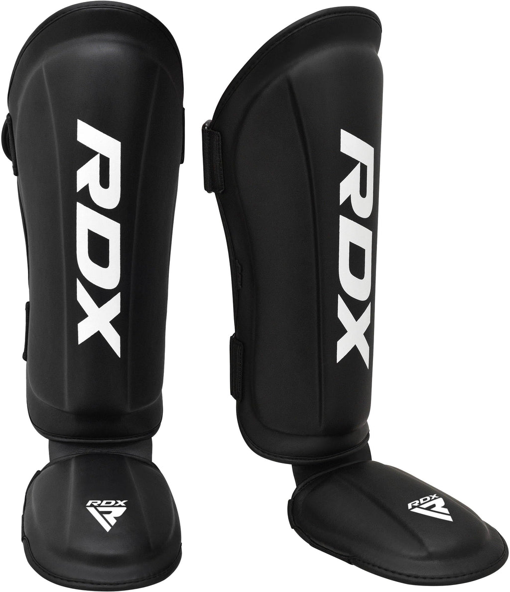 RDX MMA Shin Guards | Maya Hide Leather Muay Thai Leg Pads - Black, XL