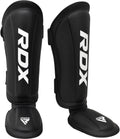 RDX MMA Shin Guards | Maya Hide Leather Muay Thai Leg Pads - Black, XL