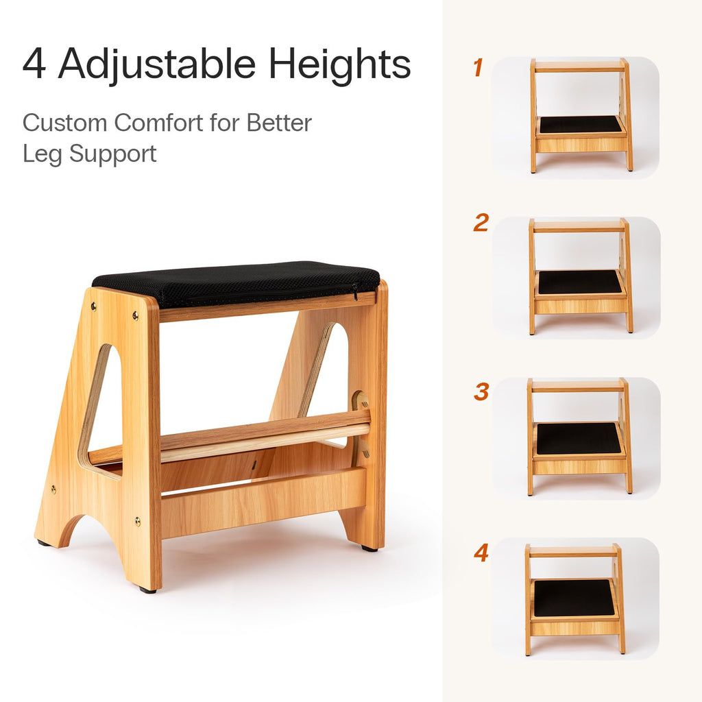 StrongTek 2 in 1 Footrest Rocker Wood Height Adjustable Non Slip - image 5