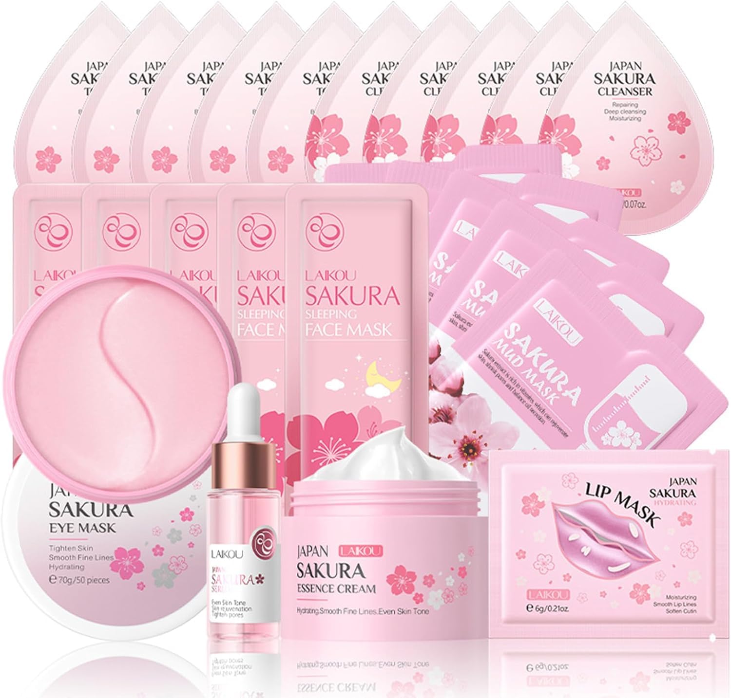Sakura Skin Care Gift Set – 24PC Anti-Aging Facial Kit for Girls