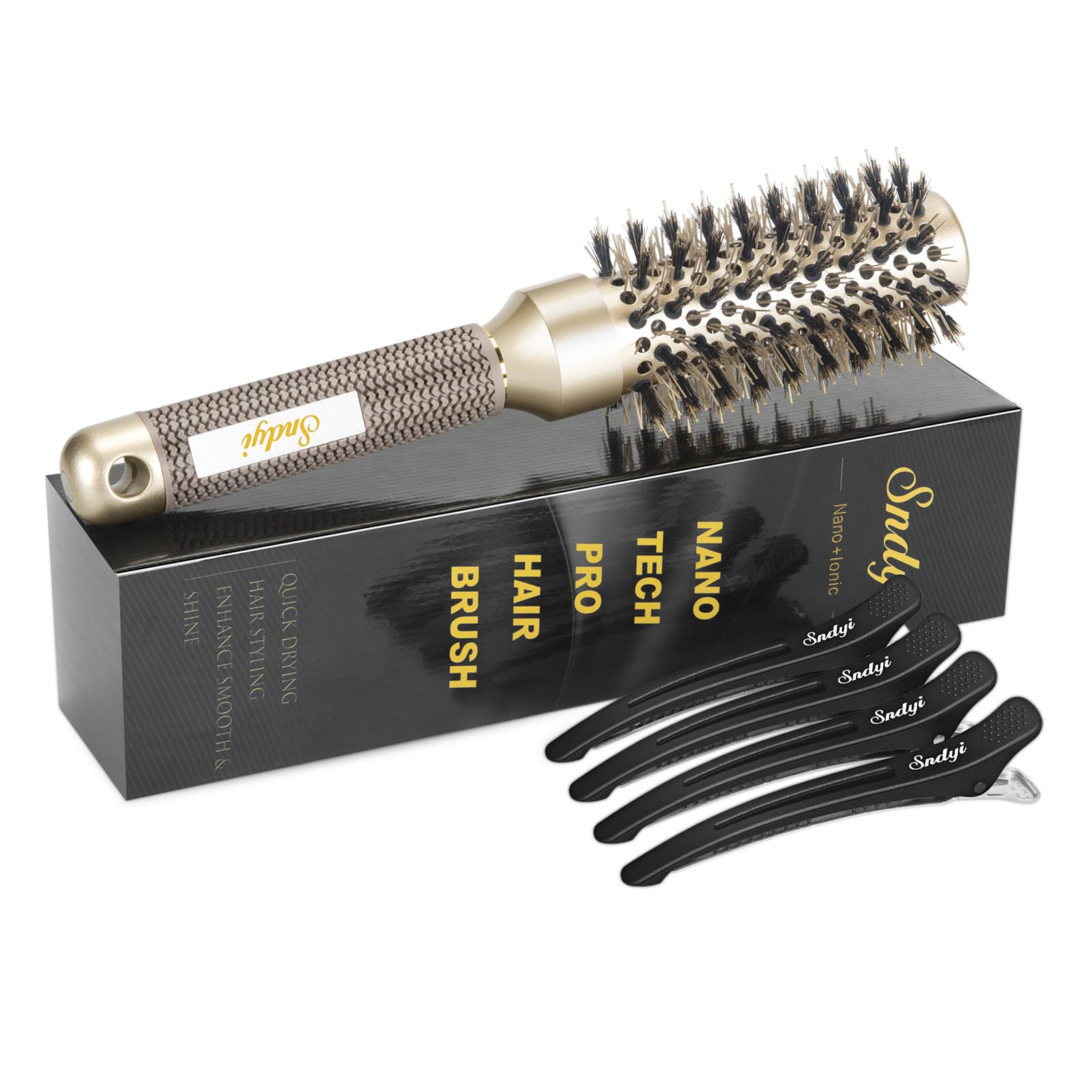 Sndyi Nano Thermal Ceramic Round Hair Brush with Boar Bristles - 32mm