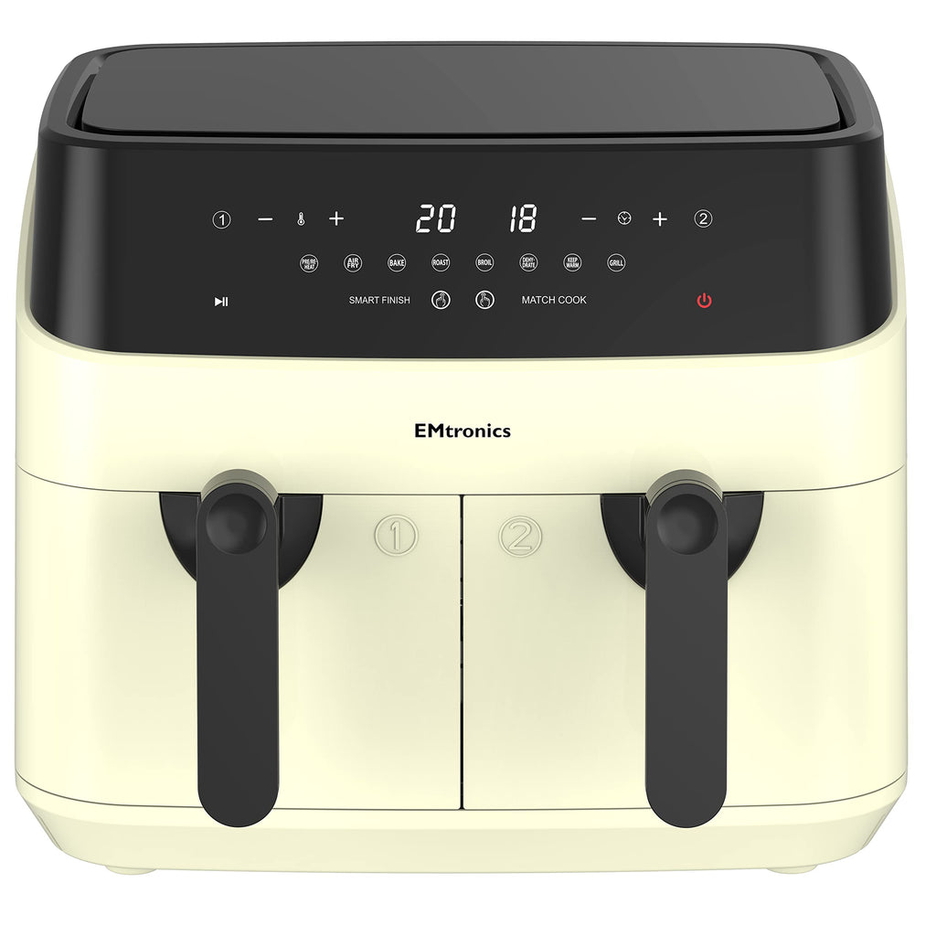 EMtronics Dual Air Fryer | 9L Extra Large Double Basket Digital Cooker