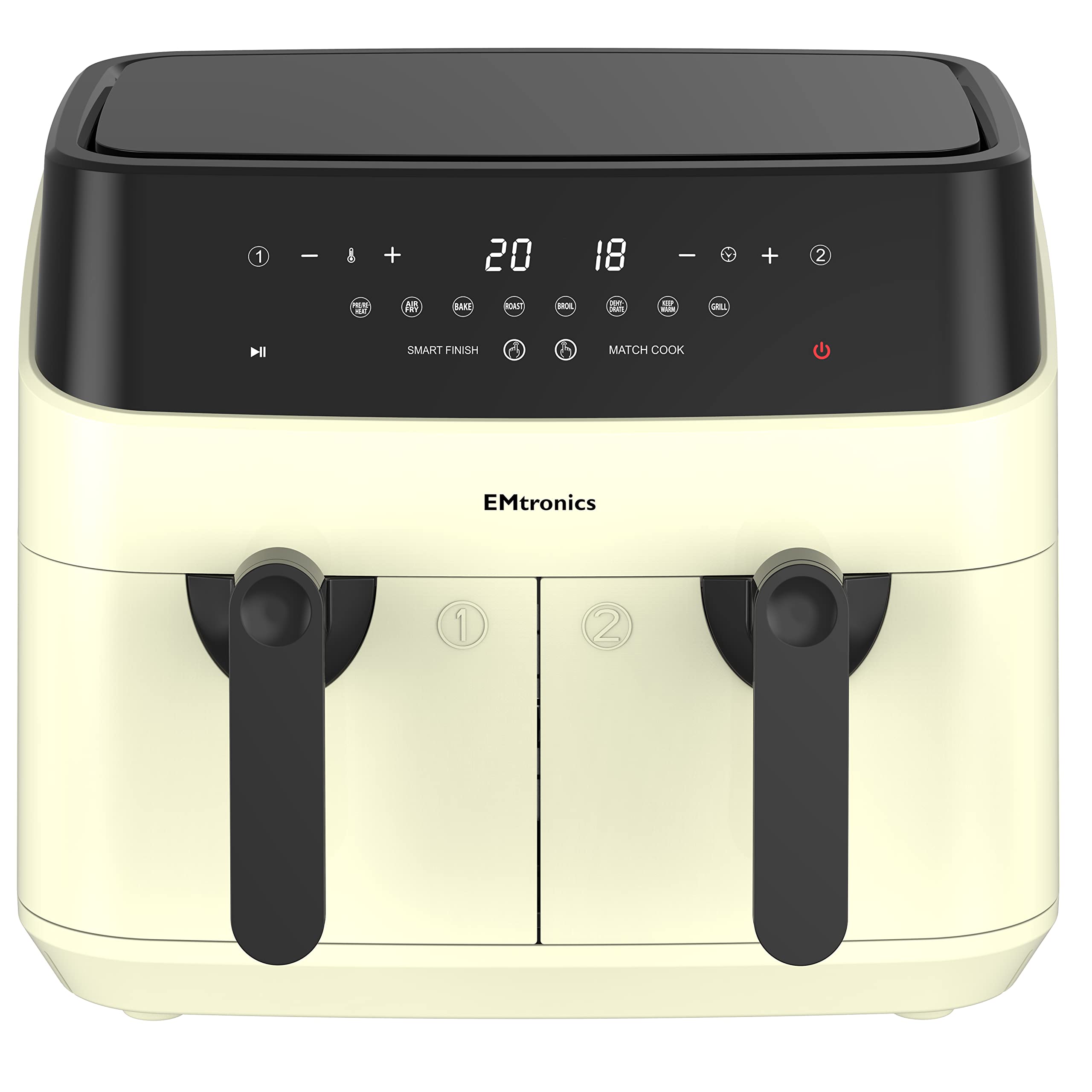 EMtronics Dual Air Fryer | 9L Extra Large Double Basket Digital Cooker