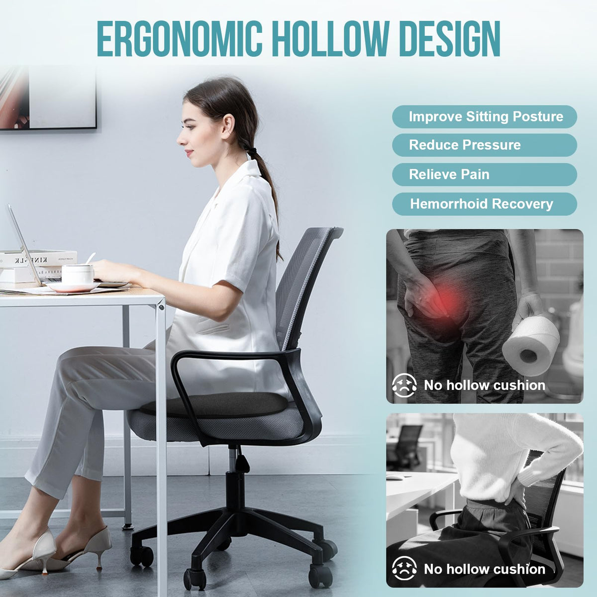 DmTown Donut Cushion for Hemorrhoids, Coccyx Cushion for Tailbone Pain - image 3