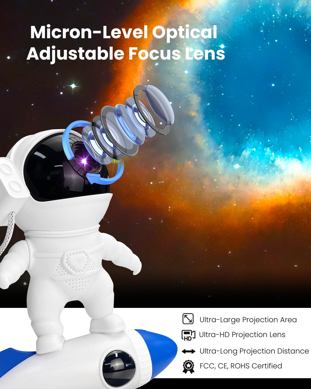 MERTTURM Astronaut Galaxy Planetarium Projector | 13 HD Film Discs