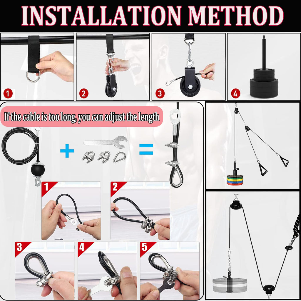 Taeku LAT Pulley System - Home Gym Cable Machine with 100" Nylon Rope