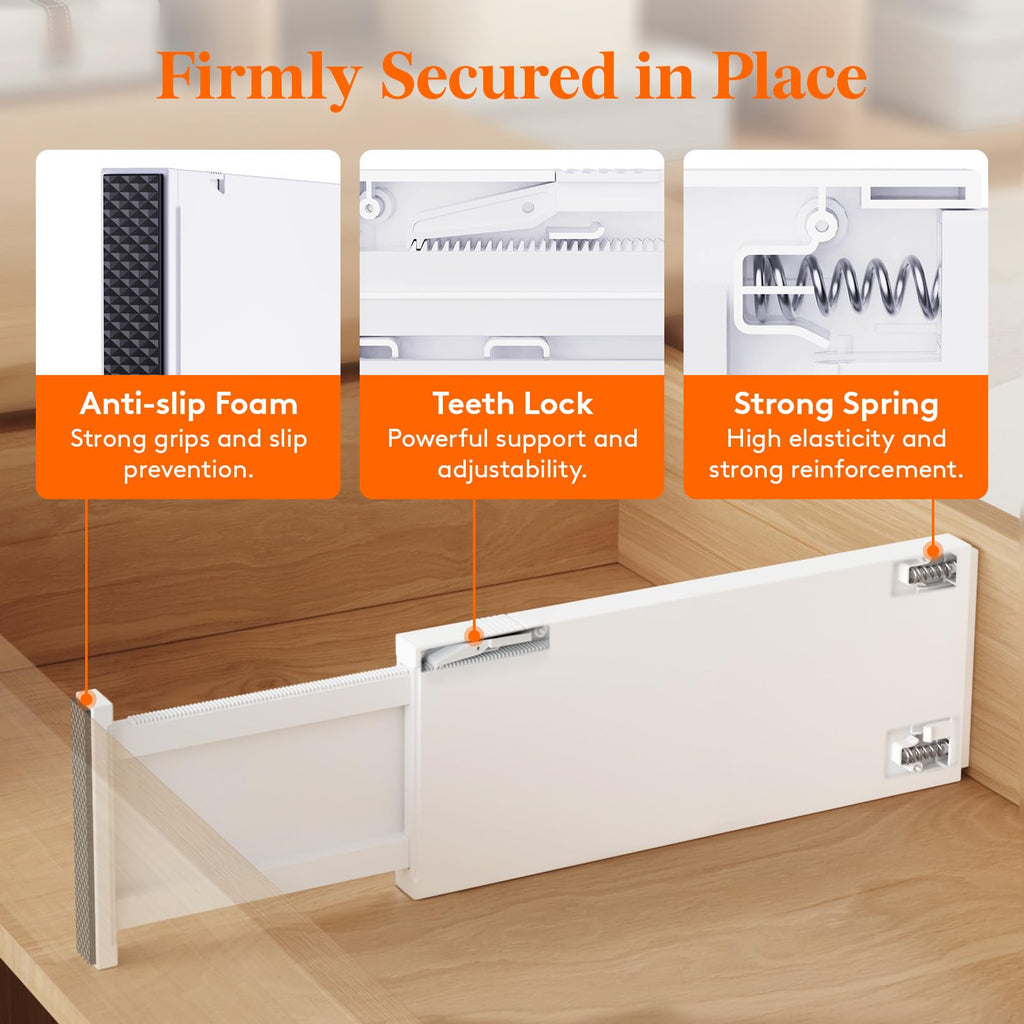 Lifewit 5 Pack Adjustable Drawer Dividers | 11-17" Expandable ABS Organizers