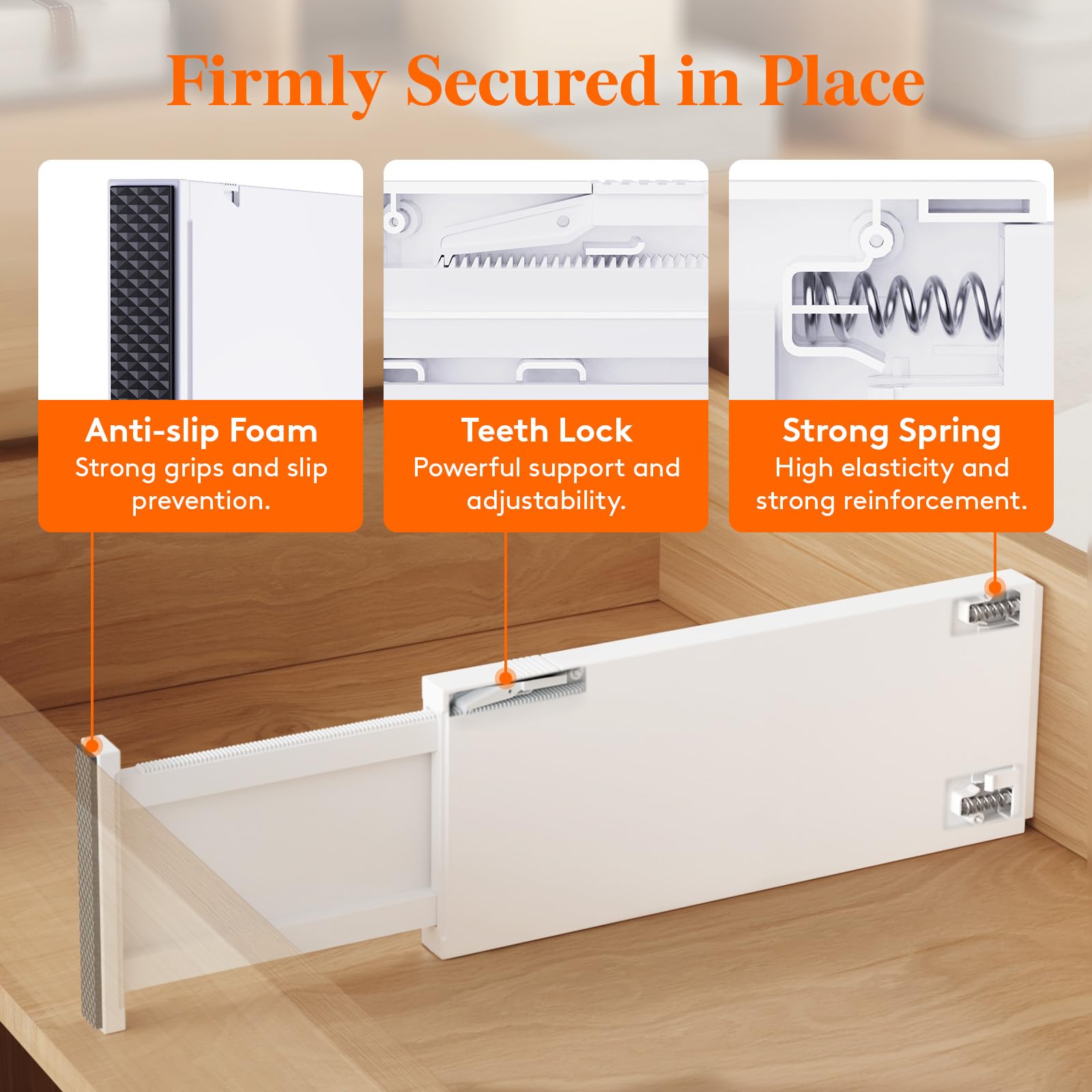 Lifewit 5 Pack Adjustable Drawer Dividers | 11-17" Expandable ABS Organizers