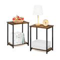 Furinno SIMPLISTIC Side Table Set of 2, 2-Tier Metal Frame End Table with Open Shelf, Night Stand, Bedside Table, for Living Room, Bedroom, Amber Pine - image 1
