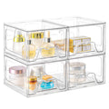 Stebopum 4-Pack Acrylic Makeup Organiser | Stackable Clear Storage Drawers